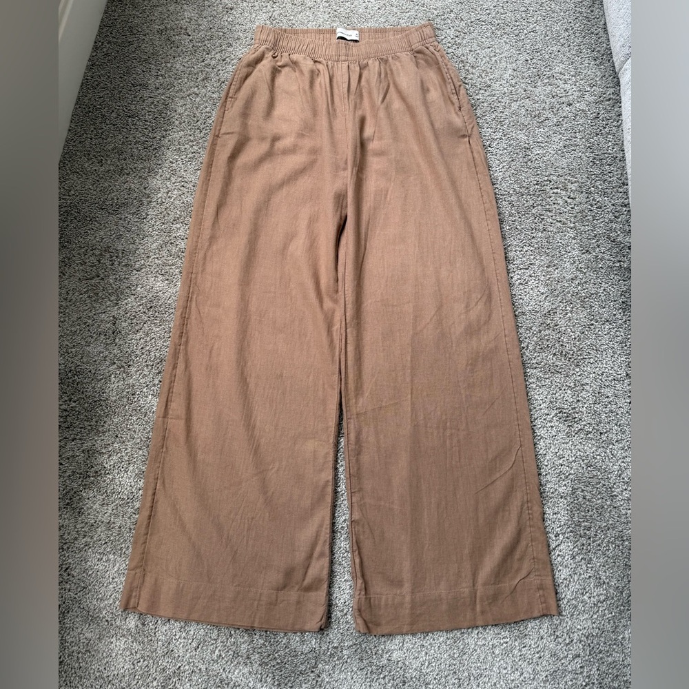 Abercrombie & Fitch Tan Wide Leg Jumpsuit High Waisted